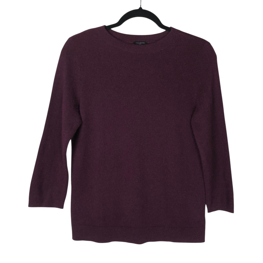 Talbots Womens Cashmere Sweater Size Mp Plum Purple Quiet Luxury Winter‎